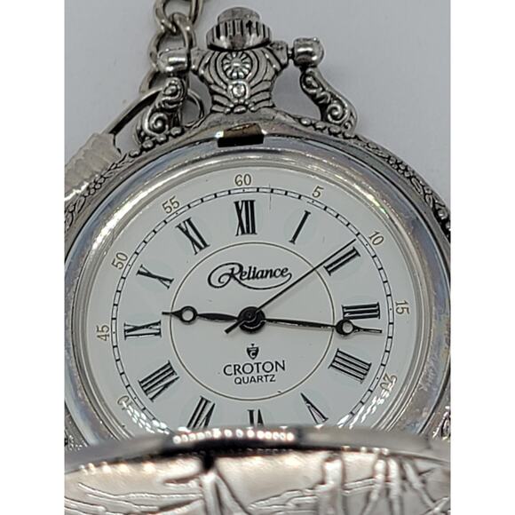 Robert Fulton 1807 Commemoration of The Steamboat Pocket Watch Silver Finish - Picture 1 of 4